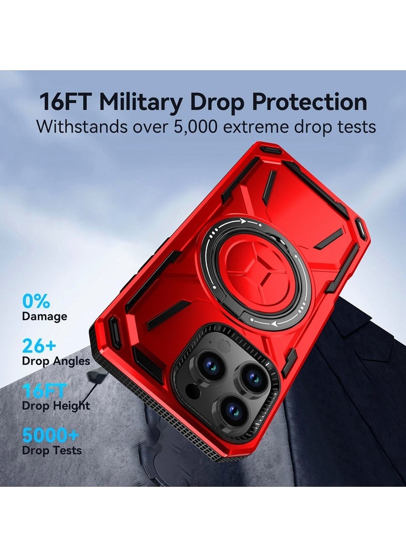 GOLDEN MASK - GOLDEN MASK For iPhone 15 Pro Max Armored II Series Mag-Safe Magnetic Holder Phone Case (Red) - Image 1