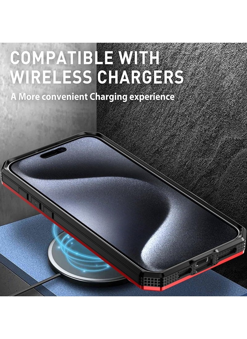 GOLDEN MASK - GOLDEN MASK For iPhone 15 Pro Max Armored II Series Mag-Safe Magnetic Holder Phone Case (Red) - Image 1