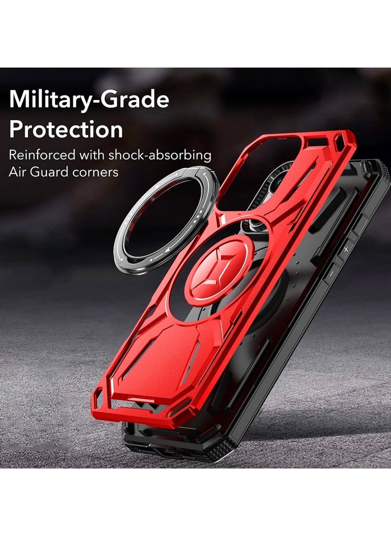 GOLDEN MASK - GOLDEN MASK For iPhone 15 Pro Max Armored II Series Mag-Safe Magnetic Holder Phone Case (Red) - Image 1