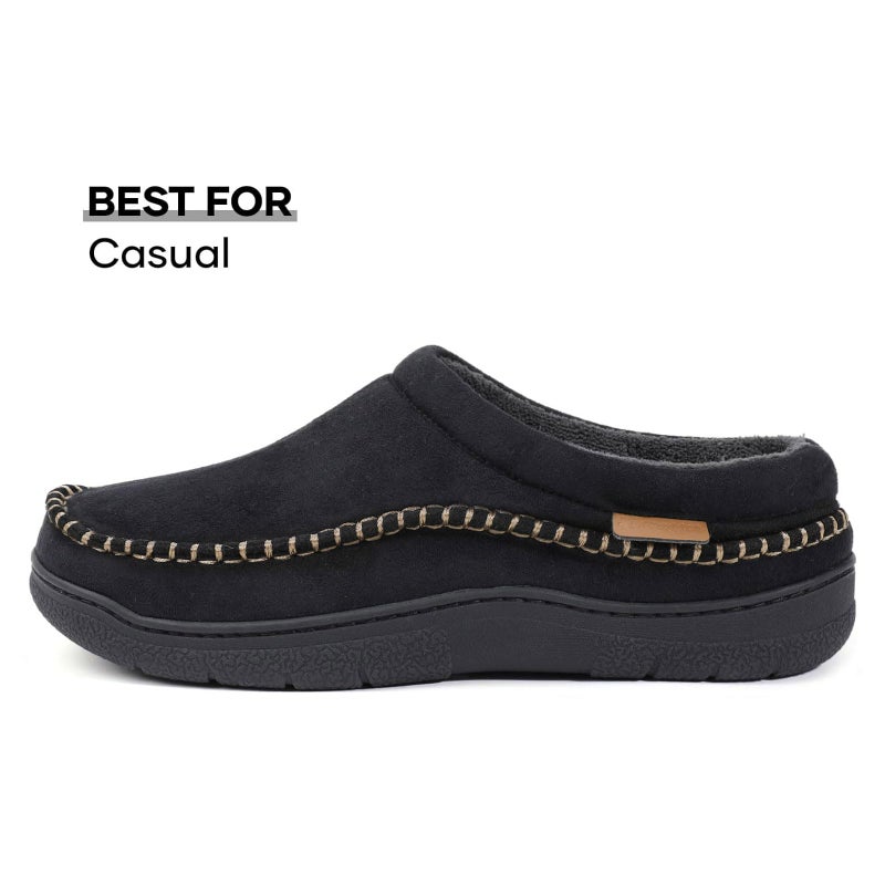 Zigzagger Men's Slip On Moccasin Slippers, Indoor/Outdoor Warm Fuzzy Comfy House Shoes, Fluffy Wide Loafer Slippers,Vanta, 15 D(M) US - Image 5