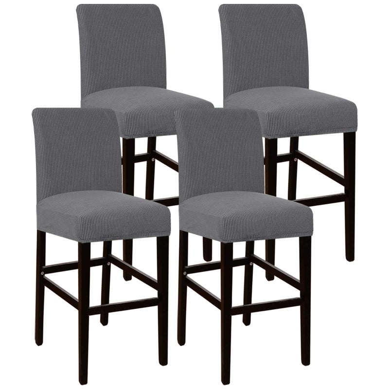 Flamingo P Flamingo P Bar Stool Covers with Backs Bar Stool Seat Covers Barstool Covers Slipcovers Counter Height Bar Stool Chair Covers Removable Washable for Kitchen Dining Room Set of 4 Gray 