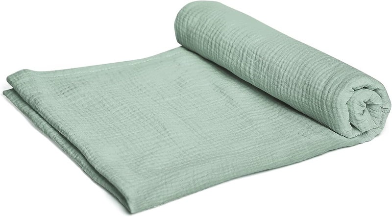 haakaa Cotton Swaddle Blankets for Newborn, Breathable Baby Wrap for Boys and Girls, Large 47 x 47 inches Swaddle Wrap, Seafoam - Image 1