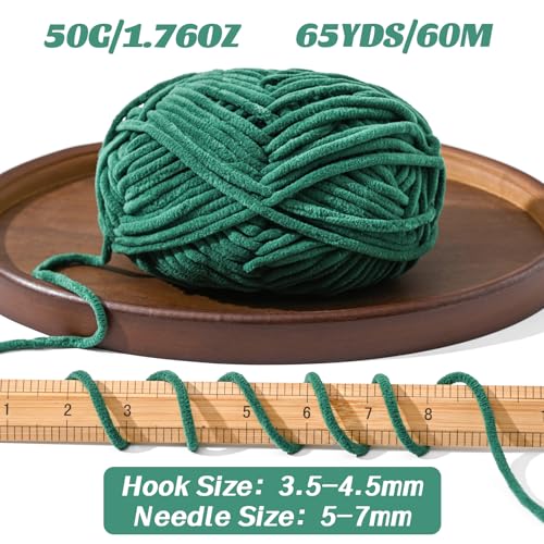 Waikxin 3 Pack Soft Chenille Yarn for Crocheting, Fluffy Chunky Crochet Yarn for Baby Blanket, (5.29oz/196.8yds) Fuzzy Velvet Yarn for Amigurumi&DIY Puzzle、Crafts、Scarf(3 Aqua Green) - Image 2