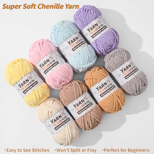 Waikxin 3 Pack Soft Chenille Yarn for Crocheting, Fluffy Chunky Crochet Yarn for Baby Blanket, (5.29oz/196.8yds) Fuzzy Velvet Yarn for Amigurumi&DIY Puzzle、Crafts、Scarf(3 Aqua Green) - Image 5