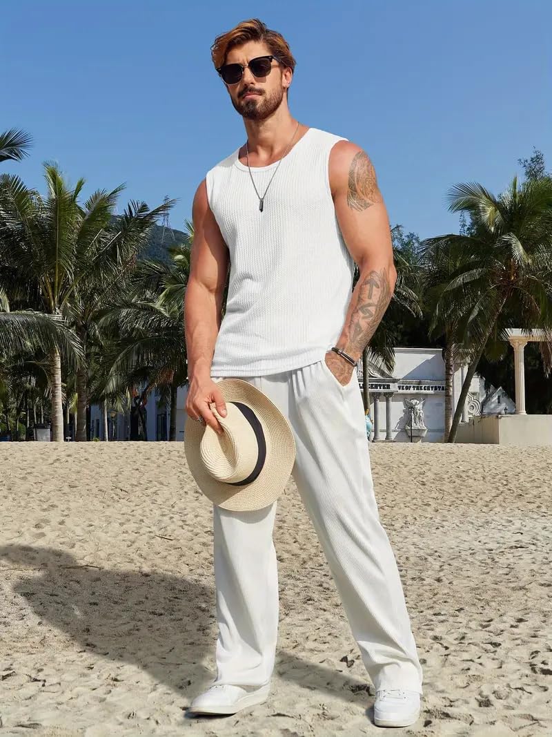 Trillion Men's Polyester Tank Top | Vest (Waffle Knit |Regular Fit), White, Large - Image 3