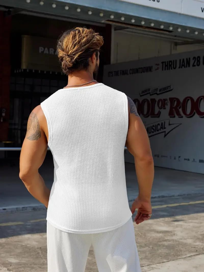 Trillion Men's Polyester Tank Top | Vest (Waffle Knit |Regular Fit), White, Large - Image 2