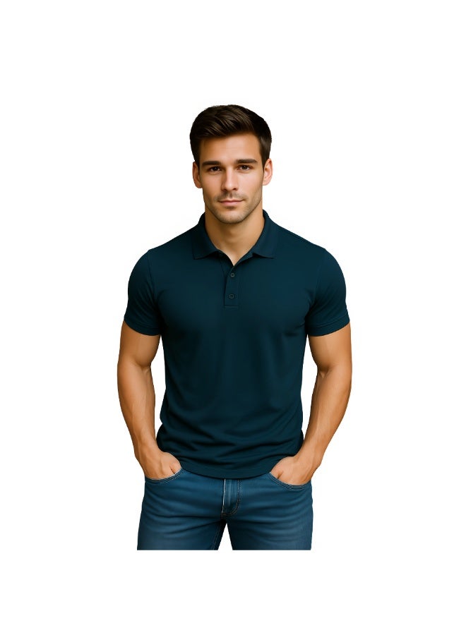 PRINTSHOP4ME Men's Regular-Fit Golf Polo T-shirt Pure Cotton Short Sleeve 220 GSM Basic Colors - Image 1
