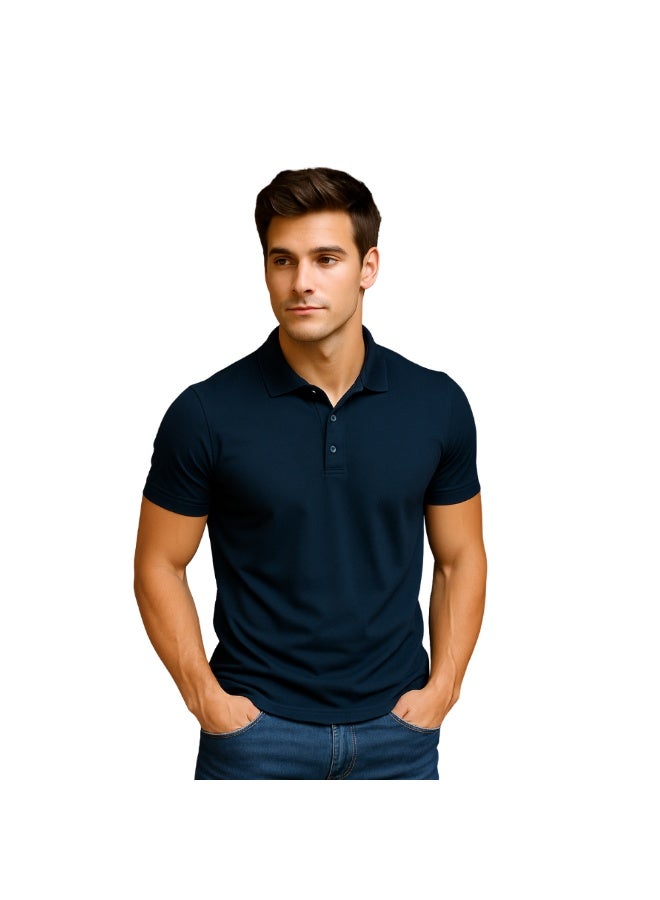 PRINTSHOP4ME Men's Regular-Fit Golf Polo T-shirt Pure Cotton Short Sleeve 220 GSM Basic Colors - Image 3