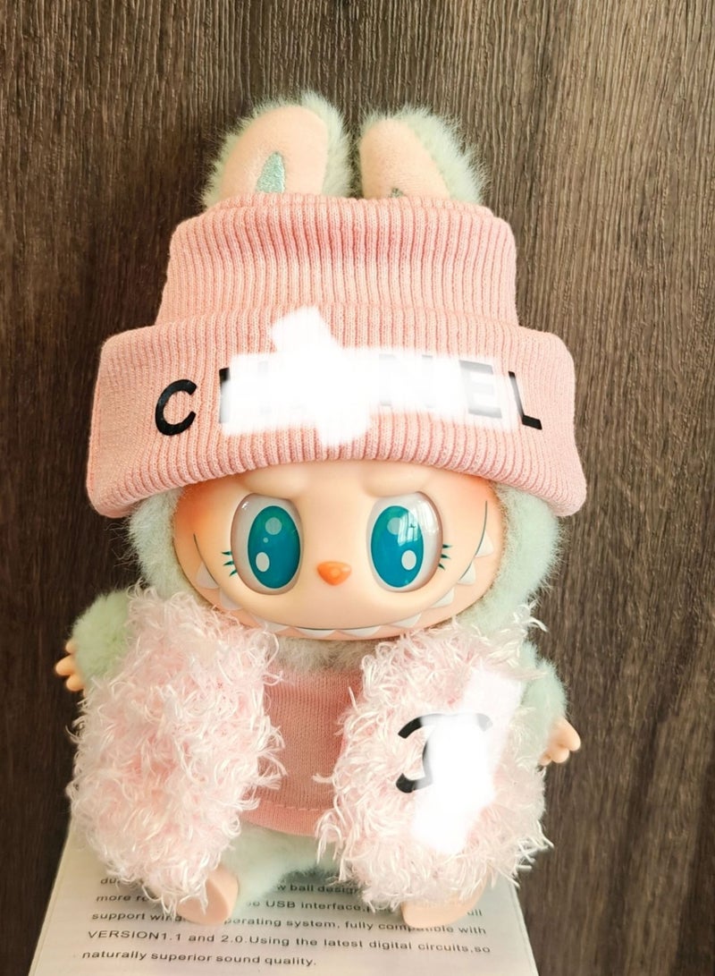 BRIXSPARK Clothes for Labubu(No Doll,Just Clothes) , Hat &  clothes Set for Labubu Clothes 15cm/17cm Doll Accessories Suit, Doll Outfit Stylish Doll Clothes for Doll.