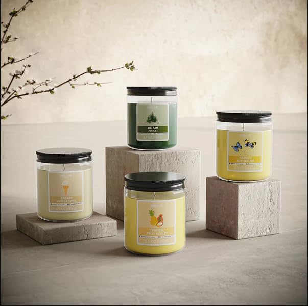 CANDLE-LITE مجموعة شموع معطرة من كاندل-لايت بنكهات الفواكه الاستوائية، 2 عبوة 6.5 أونصة، وقت احتراق 40 ساعة، مثالية للهدايا والاحتفالات - Image 2