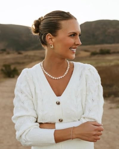 NUZON 1011MM Baroque Pearl Necklace for Women Chunky Freshwater Pearl Choker Statement White Irregular Beaded Necklaces Birthday Party Jewelry 153 - Image 3