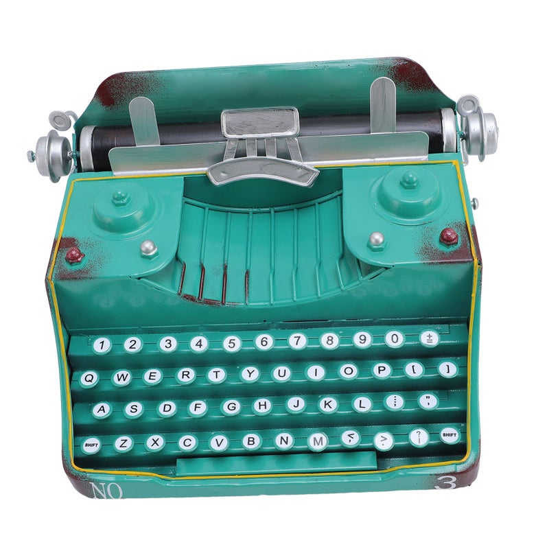Retro Typewriter Model Antique Metal Art Ornament Innovative Vintage Typewriter Decoration for Photography Film Prop Green - Image 4