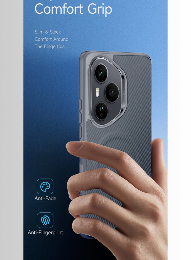 Wtech Honor 400 Pro 5G 2025 Soft Silicone Carbon Fiber Magsafe Protective Back Case Cover (MCFPSN) - Grey - Image 2