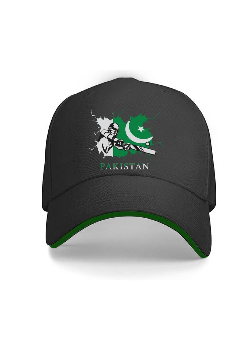 Pakistan Cricket Sports Fans Baseball Caps for Both Men and Women With Metal Adjustable Buckle Closure - Perfect for Outdoor Activities, Matches, and Everyday Wear - Image 1