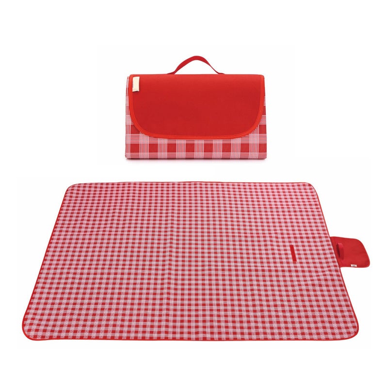 Sandproof Beach Mat Red 600D Oxford Cloth PVC Waterproof Layer - Compact Foldable Design Picnic Blanket for Beach Camping Hiking Outdoor Activities - Image 1
