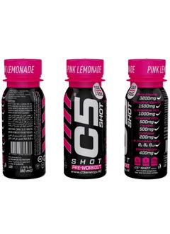 C5 Energy C5 SHOT Pre-Workout Drink | 80ml Liquid Energy Shot | 200mg Caffeine, Beta-Alanine, Creatine, Citrulline | Sugar Free | Zero Calories (Pack of 12, Pink Lemonade)  - Image 3