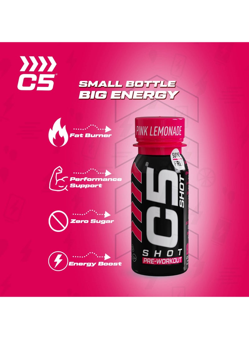 C5 Energy C5 SHOT Pre-Workout Drink | 80ml Liquid Shot | 200mg Caffeine, Beta-Alanine, Creatine, Citrulline | Sugar Free | Zero Calories (Pack of 12, Pink Lemonade) - Image 2