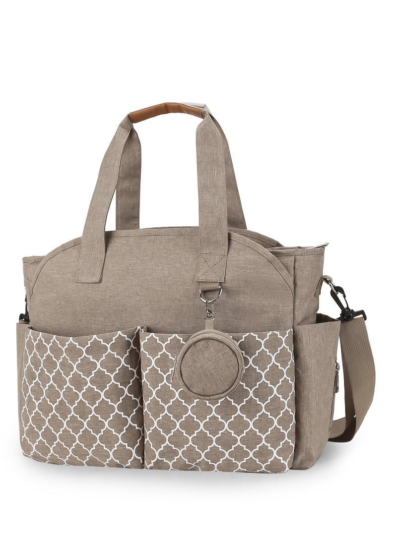 Geometric Print Sand-Cloth Diaper Bag – Comes with Pacifier Pouch, Shoulder/Handheld Multi-Functional Mom Bag for Travel - Image 1