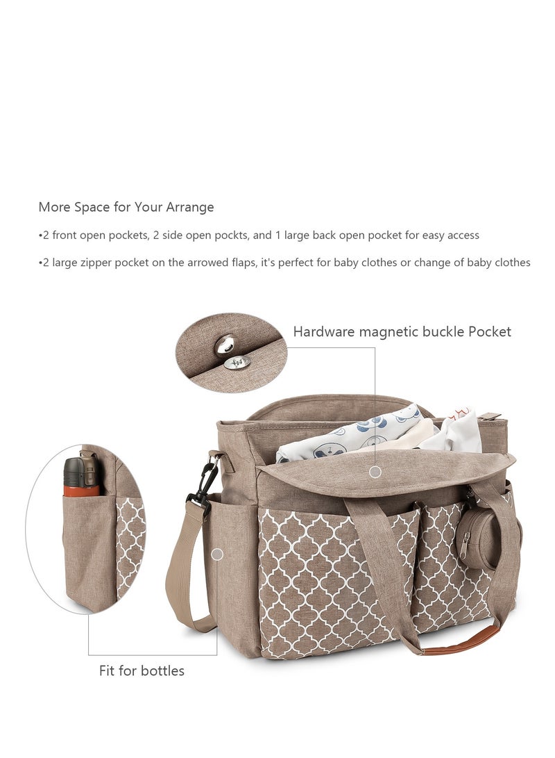 Geometric Print Sand-Cloth Diaper Bag – Comes with Pacifier Pouch, Shoulder/Handheld Multi-Functional Mom Bag for Travel - Image 3