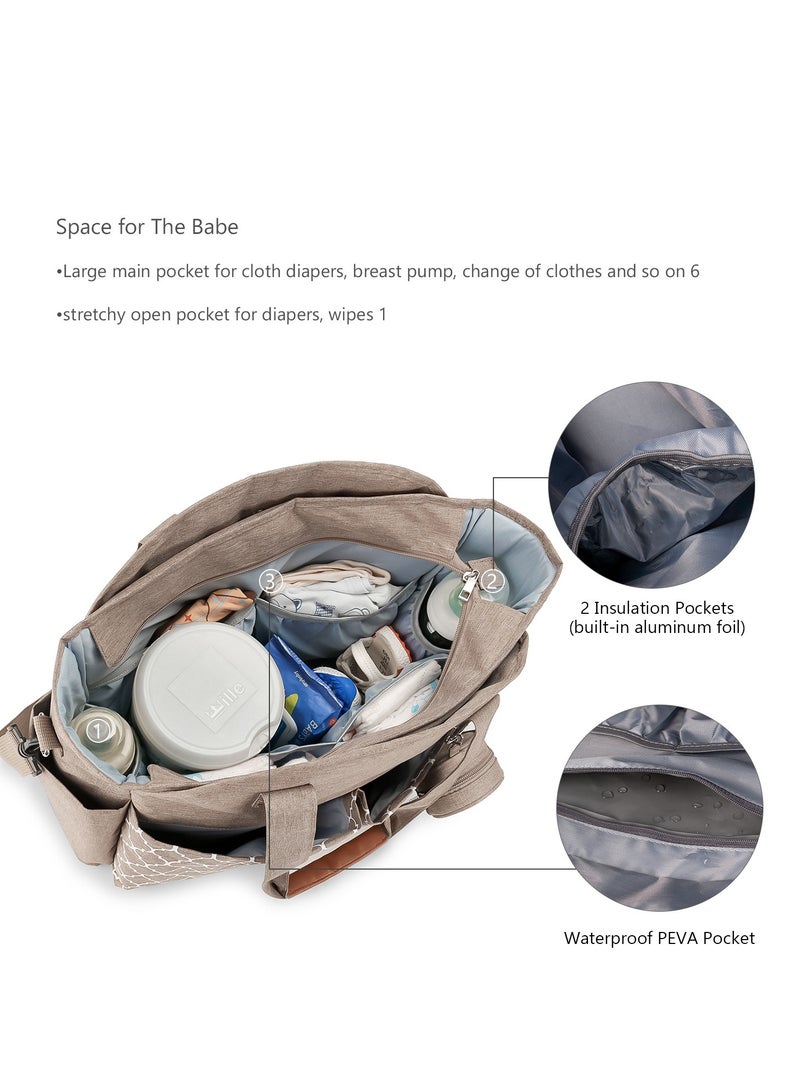 Geometric Print Sand-Cloth Diaper Bag – Comes with Pacifier Pouch, Shoulder/Handheld Multi-Functional Mom Bag for Travel - Image 4