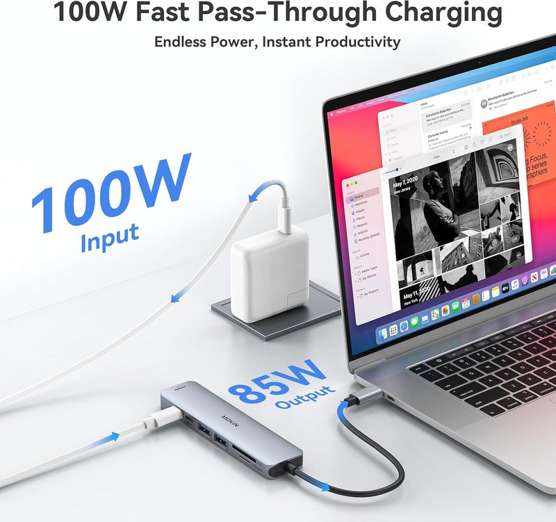Mokin USB C Hub HDMI Adapter for MacBook Pro/Air, 7 in 1 USB C Dongle with HDMI, SD/TF Card Reader, USB C Data Port,100W PD, and 2 USB 3.0 Compatible for MacBook Pro/Air, Dell XPS, Lenovo Thinkpad. - Image 4