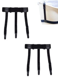 1 Pair Adjustable Elastic Leg Garter Belt with Anti Slip Clips Thigh Garter for Thigh High Socks Suspender Fixed Clip Garter Belt for Women Men Black