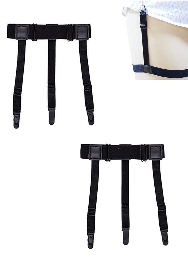 Generic - 1 Pair Adjustable Elastic Leg Garter Belt with Anti Slip Clips Thigh Garter for Thigh High Socks Suspender Fixed Clip Garter Belt for Women Men Black - Image 1
