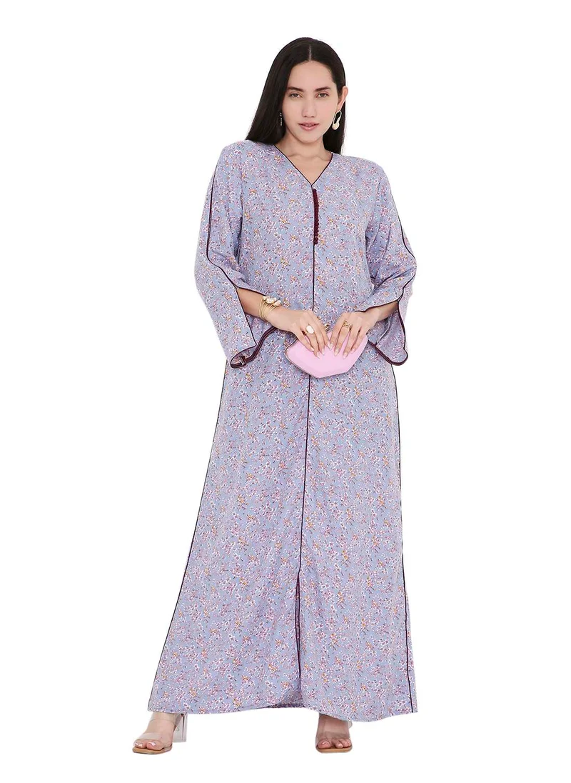 HANA & SARA LONG VISCOSE UNIQUE PRINTED CASUAL STYLED ARABIC FARASHA KAFTAN JALABIYA DRESS
