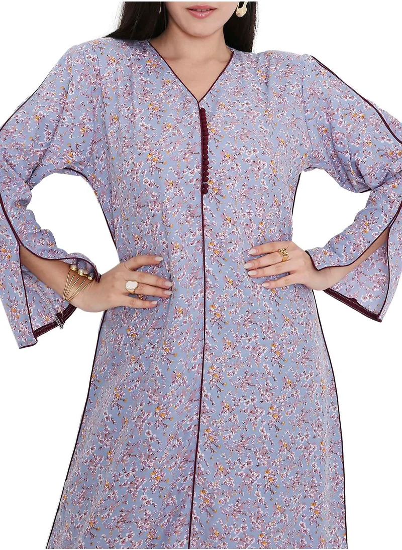 HANA & SARA LONG VISCOSE UNIQUE PRINTED CASUAL STYLED ARABIC FARASHA KAFTAN JALABIYA DRESS
