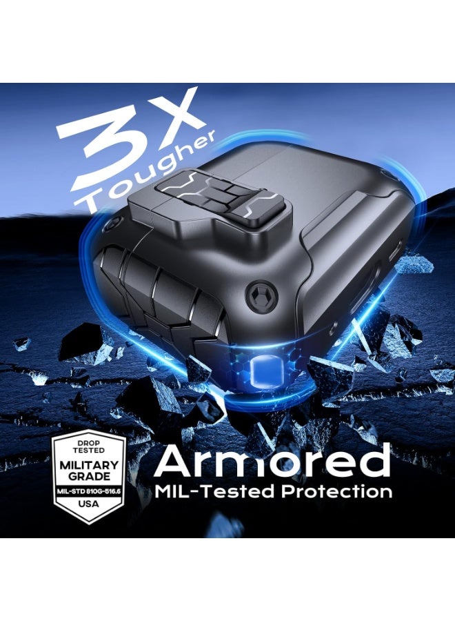 DKNG for AirPods Pro 3 Protective case, comes with a cleaning kit and carabiner, AirPods Pro 3 case with built-in magnets, one-button automatic open and close, full-body drop protection, supports wired and wireless charging. Black - Image 5