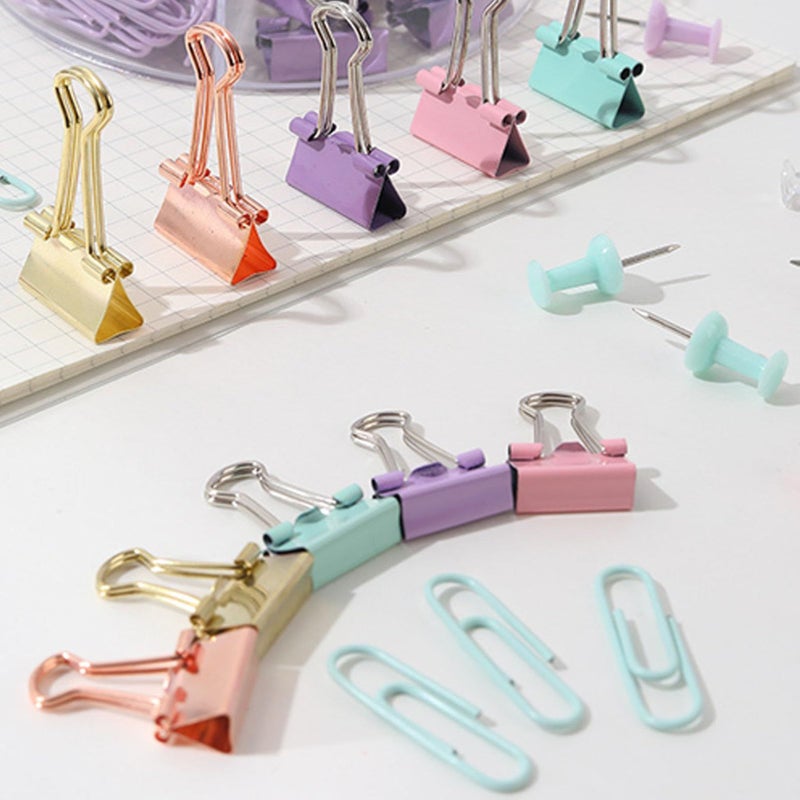 Pink Gold Multifunction Paper Clips And Push Pins Set With Plastic Box Office School Supplies - Image 5