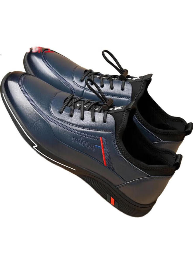 Spider King Casual Leather Shoes, Men'S Sneakers, Men'S Business Lace-Up Soft Leather Shoes, 213Qa02135, Blue, Size 41 - Image 1