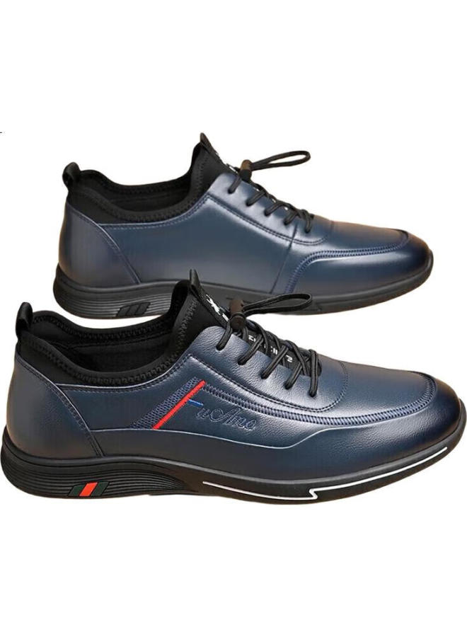 Spider King Casual Leather Shoes, Men'S Sneakers, Men'S Business Lace-Up Soft Leather Shoes, 213Qa02135, Blue, Size 41 - Image 3