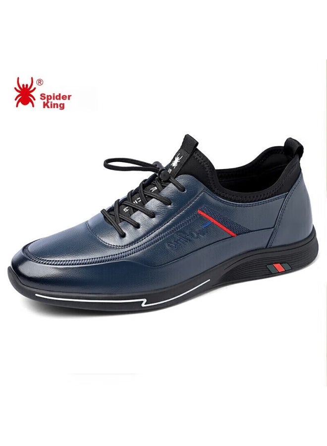 Spider King Casual Leather Shoes, Men's Sneakers, Men's Business Lace-up Soft Leather Shoes, 213qa02135, Blue, Size 41 - Image 3