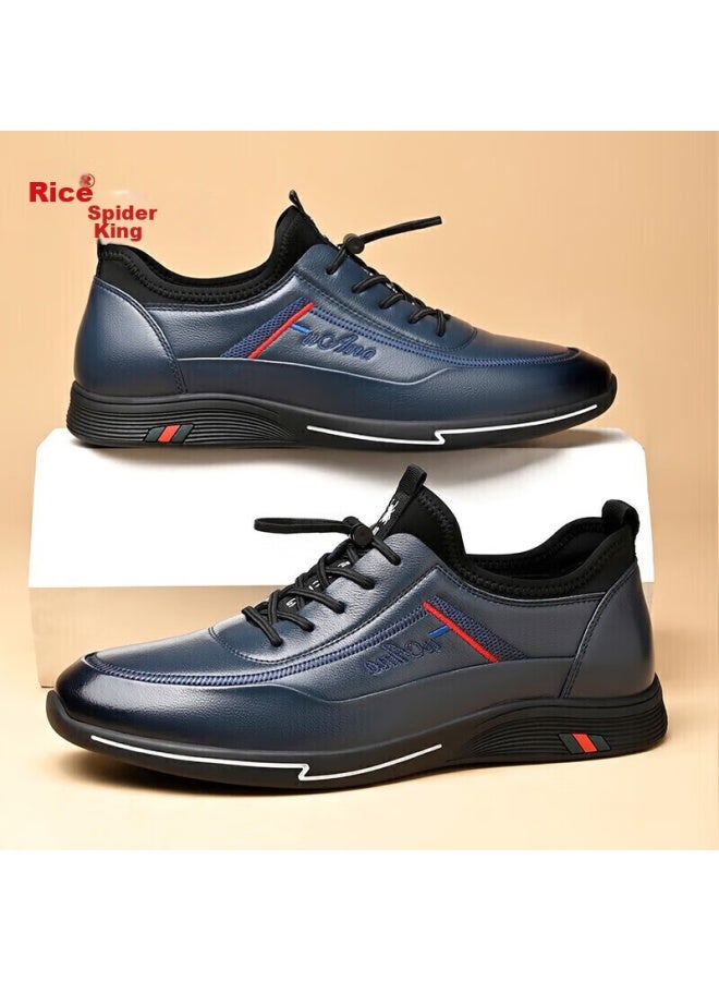 Spider King Casual Leather Shoes, Men's Sneakers, Men's Business Lace-up Soft Leather Shoes, 213qa02135, Blue, Size 41 - Image 5