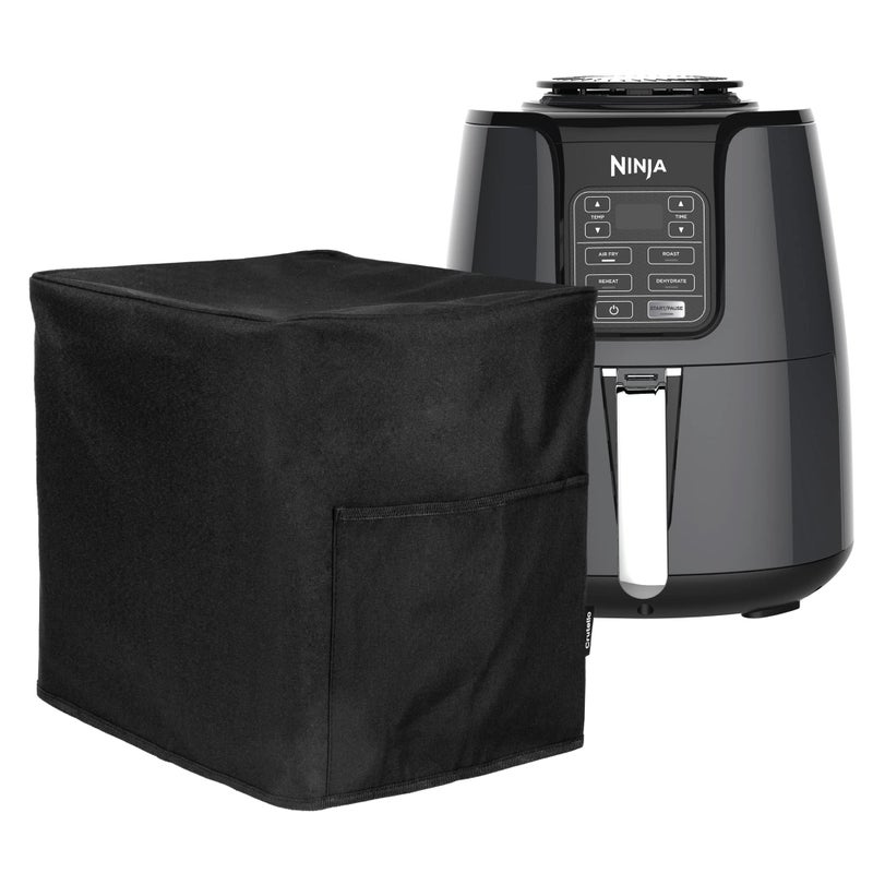 Crutello Crutello Air Fryer Cover with Storage Pockets for 55 Quart Fryer Black Nylon Not Water Resistant Fits Ninja Air Fryer 55 Quart 