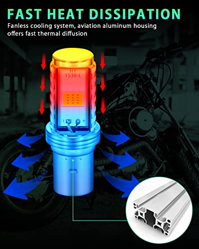 GLL BA20D H616 COB 12W LED Aluminium Bulbs White Motorcycle Lights Bulb Backup Signal Blinker Stop Brake Tail Motorbike Light Bulbs Battery Car LED Headlight 900LM High/Low Beam(Pack of 2) - Image 5