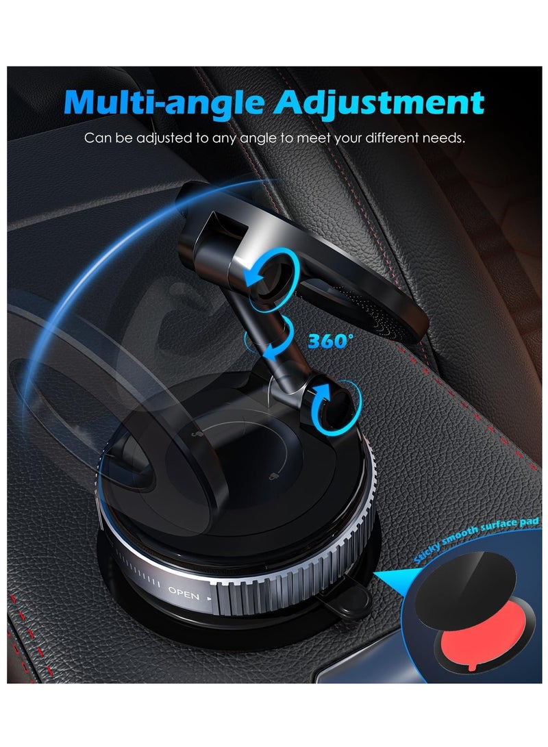Car Mobile Phone Holder with Vacuum Suction Cup, Compatible with MagSafe, 360° Adjustable and Foldable Magnetic Phone Holder for Car/Windshield/Glass/Any Smooth Surface - Black  - Image 4