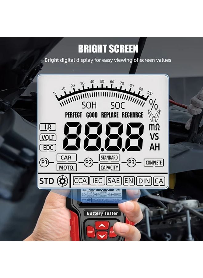 أحمر اختبار بطارية السيارة الثقيلة 12 فولت 24 فولت شاشة رقمية محلل تحميل شاحن - Image 5