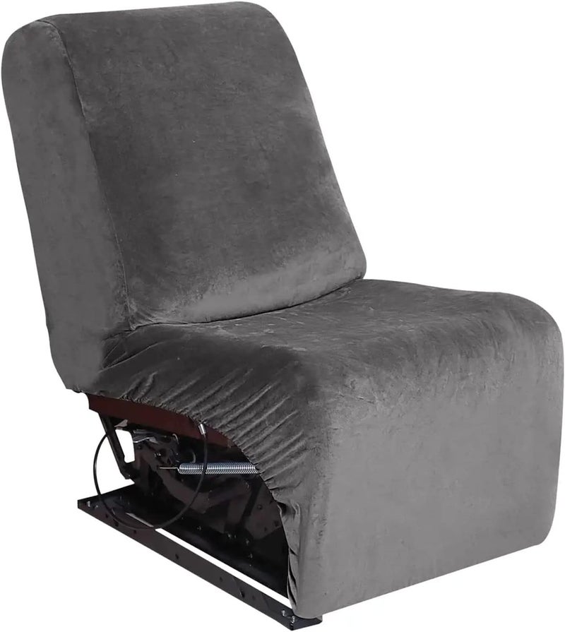 LINGKY Grey Velvet Sofa Cover for L Shape Recliner