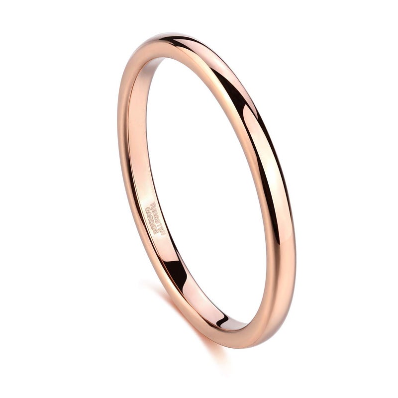 Greenpod 2mm Thin Tungsten Wedding Bands for Women Rose Gold Domed Slim Engagement Promise Ring Comfort Fit Size 10 - Image 1