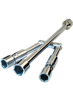 Tire Folding Lug Wrench - Foldable Iron Compact 4-Way Cross Wheel Brace Wrench - Socket Lug Nut Removal Tool for Car & Truck Tire Change