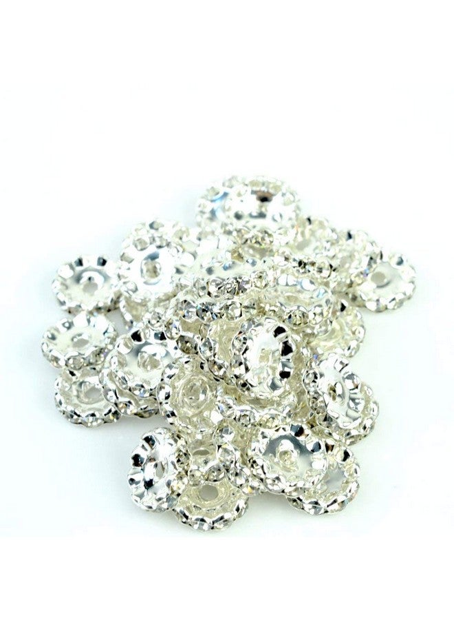 روبيكا 100 قطعة 10 مللي متر متموجة Rondelle خزر عازل الفضة لهجة الأبيض واضح التشيكية كريستال ل سوار قلادة صنع المجوهرات - Image 1