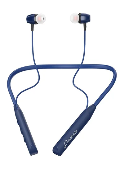 Pebble Wireless Neckband Headphones Flex Buzz True bass Sound with Microphone and Voice Assistant Noise Cancellation Bluetooth 5.0 and Water Resistant Blue