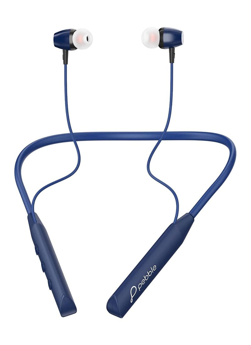Pebble - Wireless Neckband Headphones Flex Buzz True bass Sound with Microphone and Voice Assistant Noise Cancellation Bluetooth 5.0 and Water Resistant Blue - Image 1