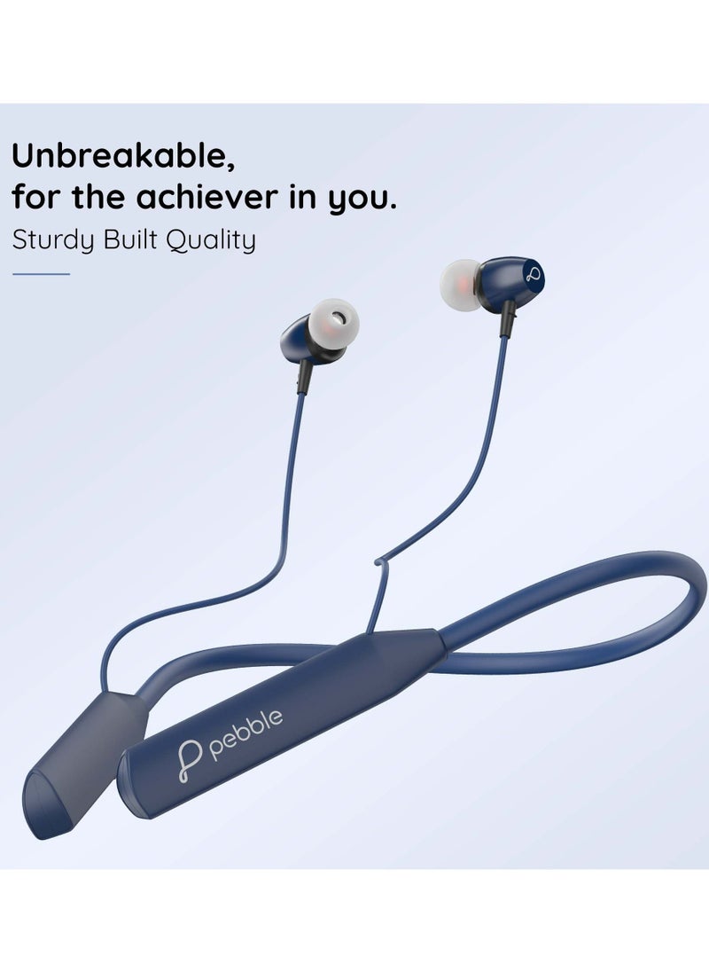 Pebble - Wireless Neckband Headphones Flex Buzz True bass Sound with Microphone and Voice Assistant Noise Cancellation Bluetooth 5.0 and Water Resistant Blue - Image 1