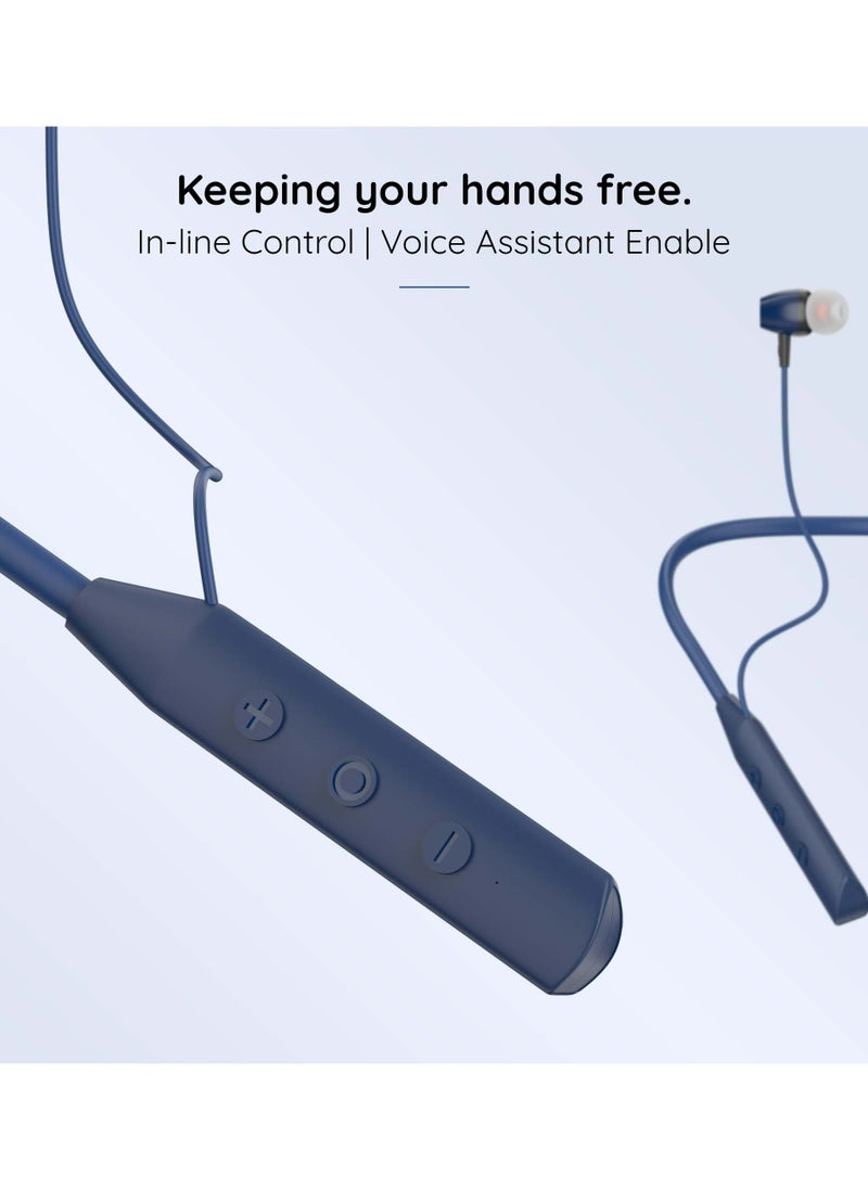 Pebble - Wireless Neckband Headphones Flex Buzz True bass Sound with Microphone and Voice Assistant Noise Cancellation Bluetooth 5.0 and Water Resistant Blue - Image 1