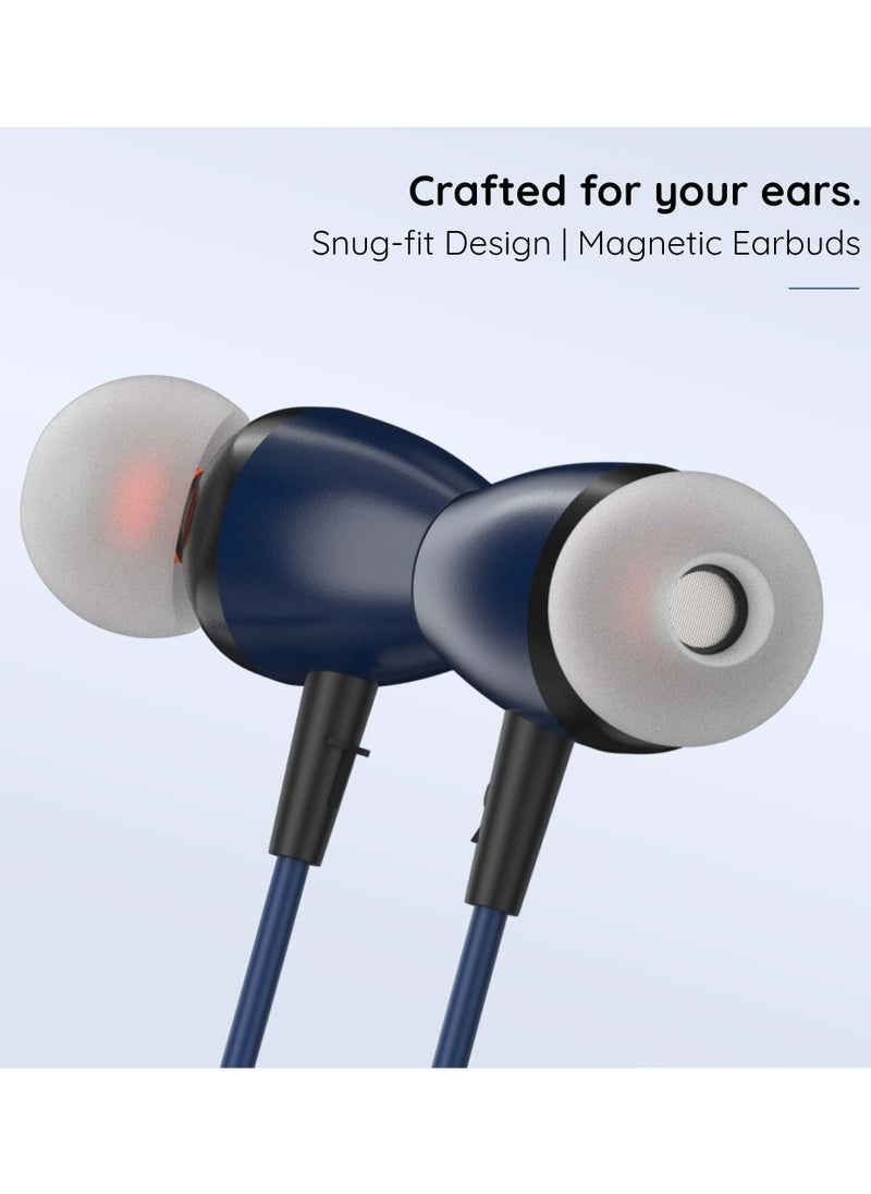 Pebble - Wireless Neckband Headphones Flex Buzz True bass Sound with Microphone and Voice Assistant Noise Cancellation Bluetooth 5.0 and Water Resistant Blue - Image 1
