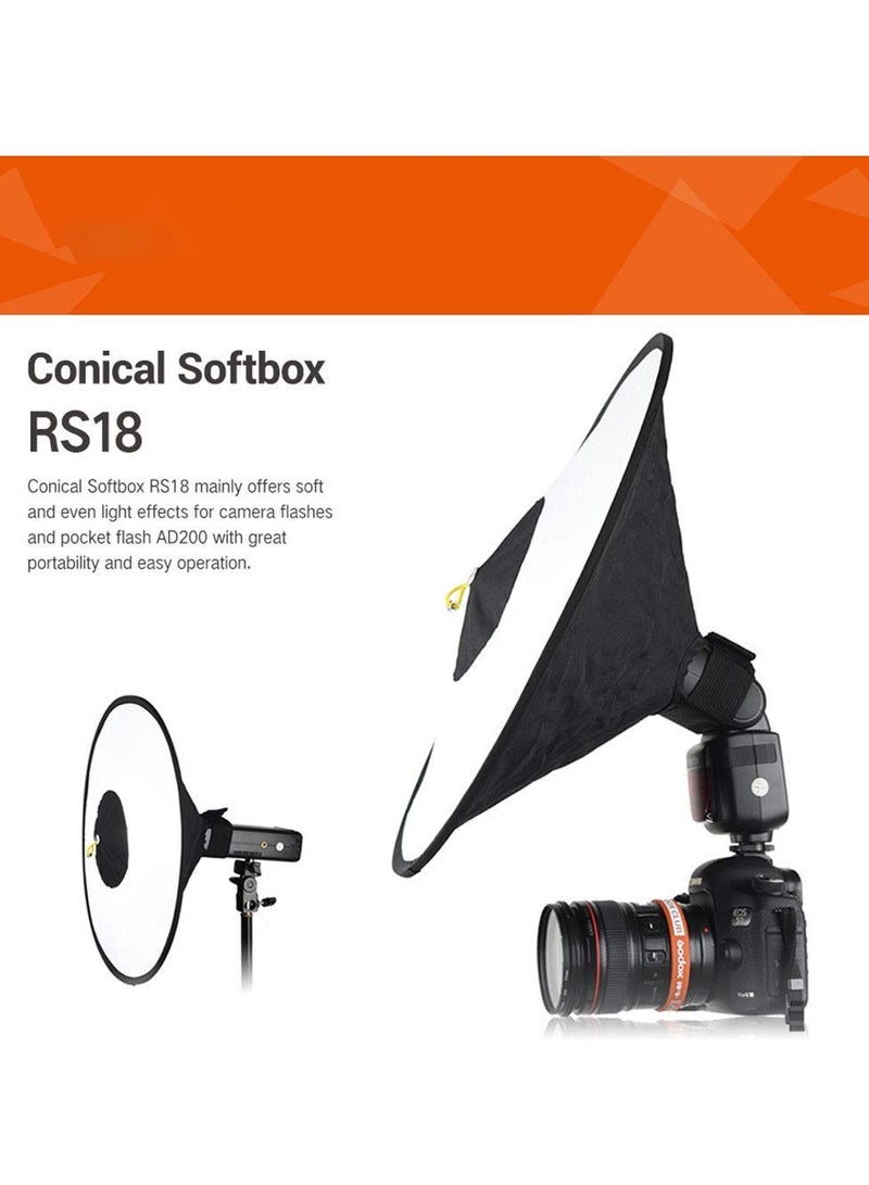 Zikra Camera Flash Bounce Diffuser Light Softbox, for All speedlight Photography Conical Softbox RS18 17"x 7" - Image 3