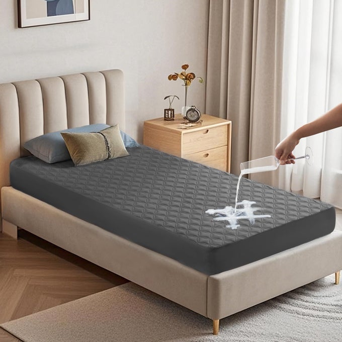 WATERPROOF MATTRESS PROTECTOR NOISELESS TWIN XL SIZE MATTRESS PAD WITH DEEP POCKET FITTED UP TO 615 SOFT BREATHABLE DIRTPROOF MATTRESS COVER FOR COLLEGE DORM GRAY